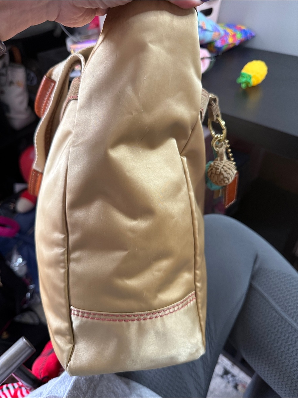 Coach Hamptons Weekend Gold Satin Tote - Picture 9 of 14